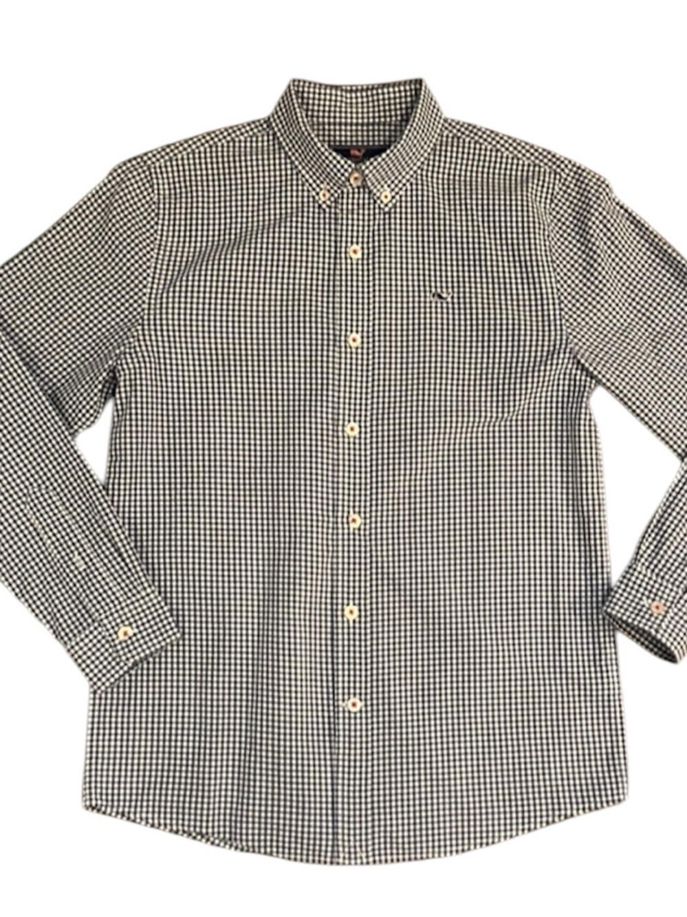 Vineyard Vines Boys Whale Shirt Blue Gingham Button Down M 12/14